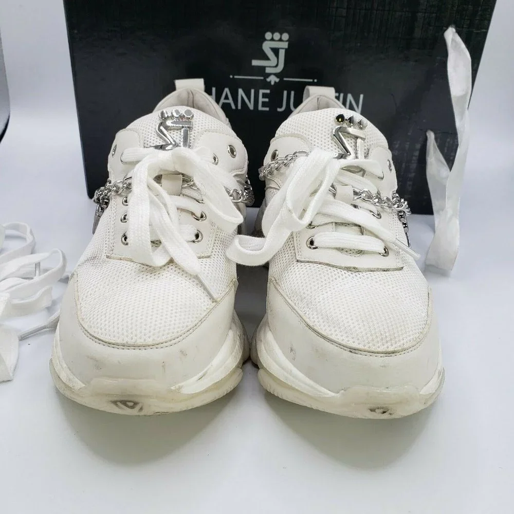 Shane Justin Sneaker Blanco Trainer Size 38/US 6-6.5 womens w Box - Picture 7 of 11
